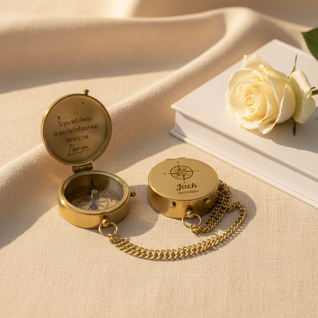 Personalised Engraved Brass Compass – Meaningful Keepsake Gift