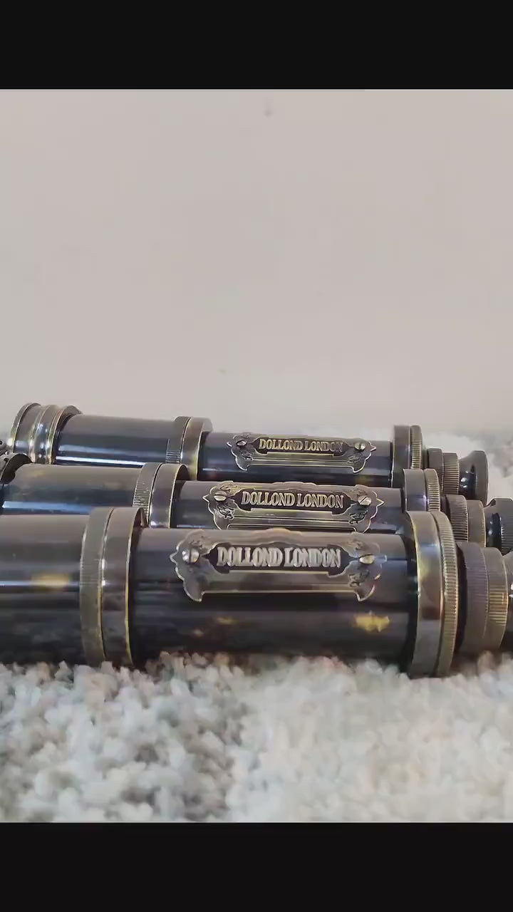 Personalized Vintage Brass Spyglass Telescope: Dollond London 1920 Style, Leather Case - Engraved Decorative Scope